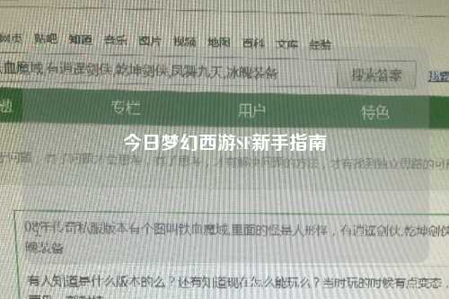 今日梦幻西游SF新手指南
